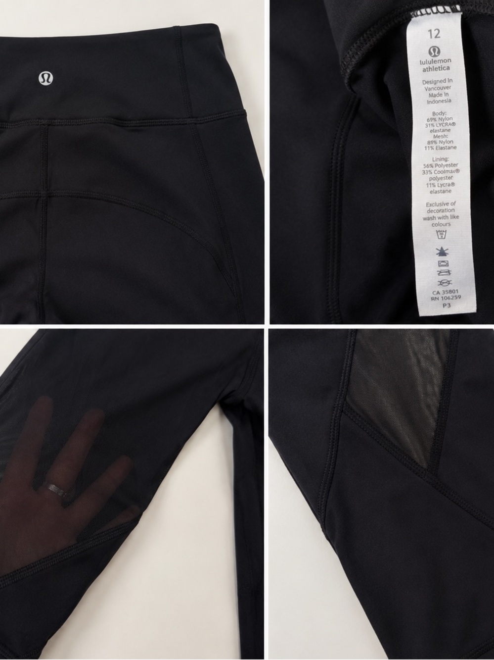 lululemon athletica Black High-Rise Mesh Panel Leggings